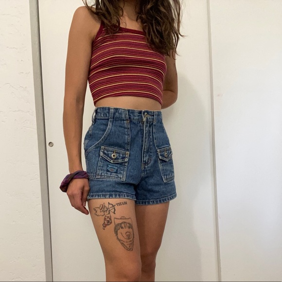 Vintage 90s High Waisted No Excuses Denim Shorts - Picture 2 of 3